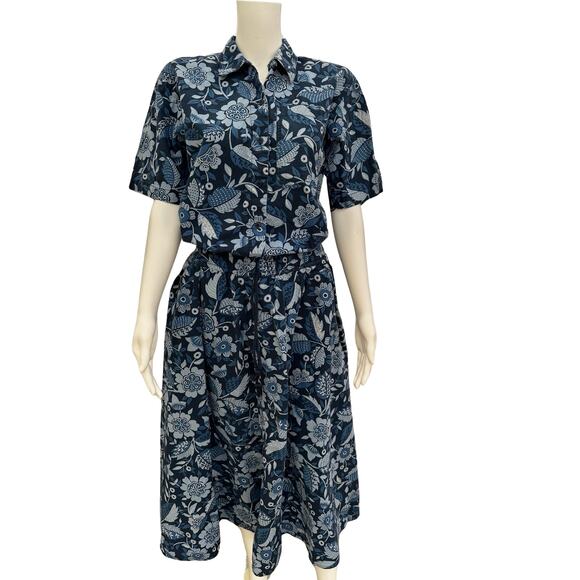 Liz Wear Vintage 80s Blue Floral Skirt Medium - Picture 4 of 9